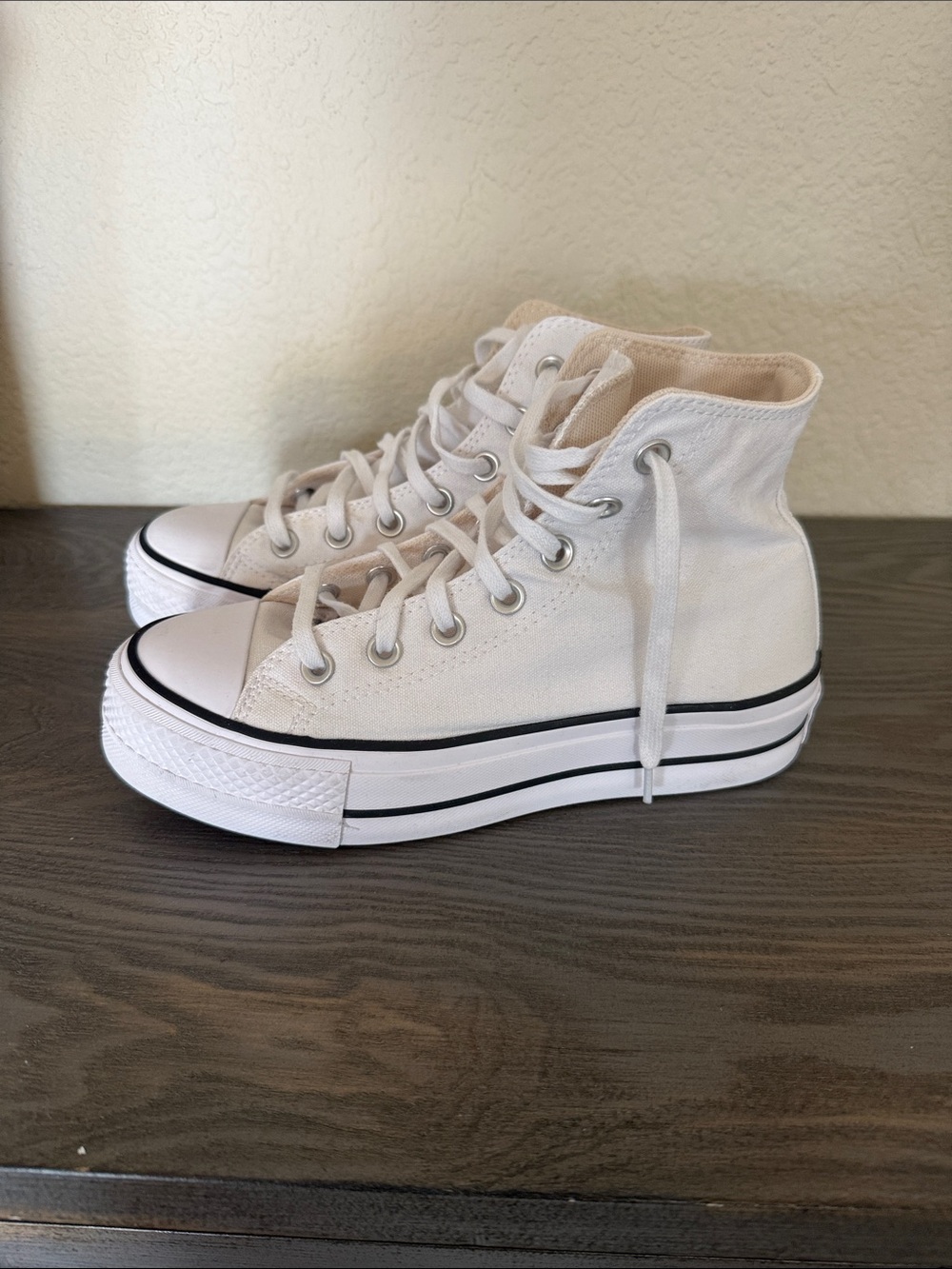 Converse High-Top Platform Sneakers in Off-White